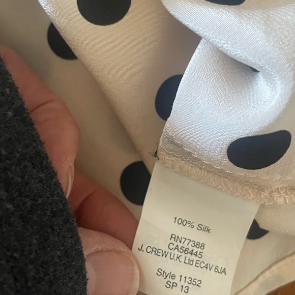 J Crew silk cream and black polka dot button down shirt - Picture 5 of 6